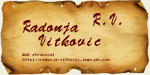 Radonja Vitković vizit kartica